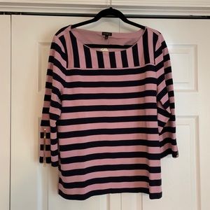 Talbots navy /pink striped shirt NWT